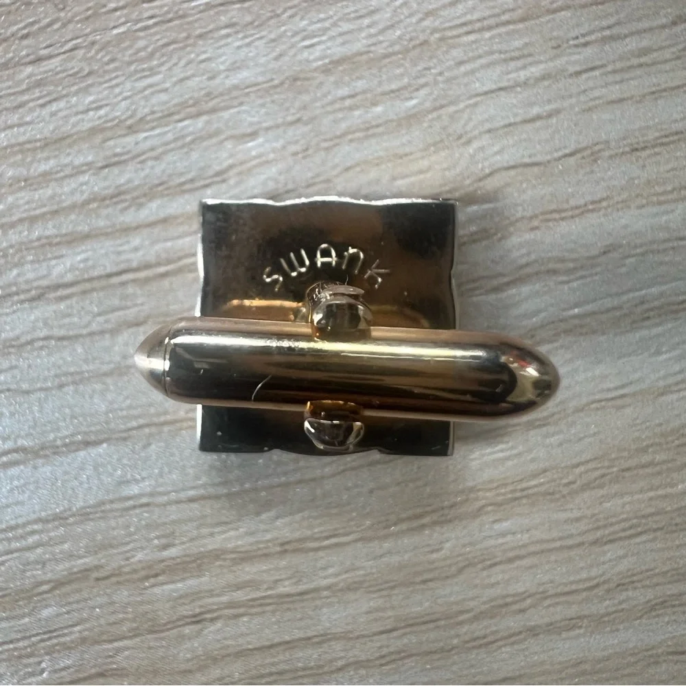 Vintage Swank Cufflinks Mens Gold & Mother of Pearl Locking